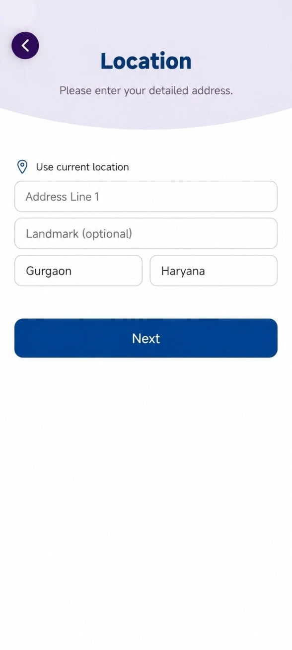 Step 3: Give Accurate Address app screen